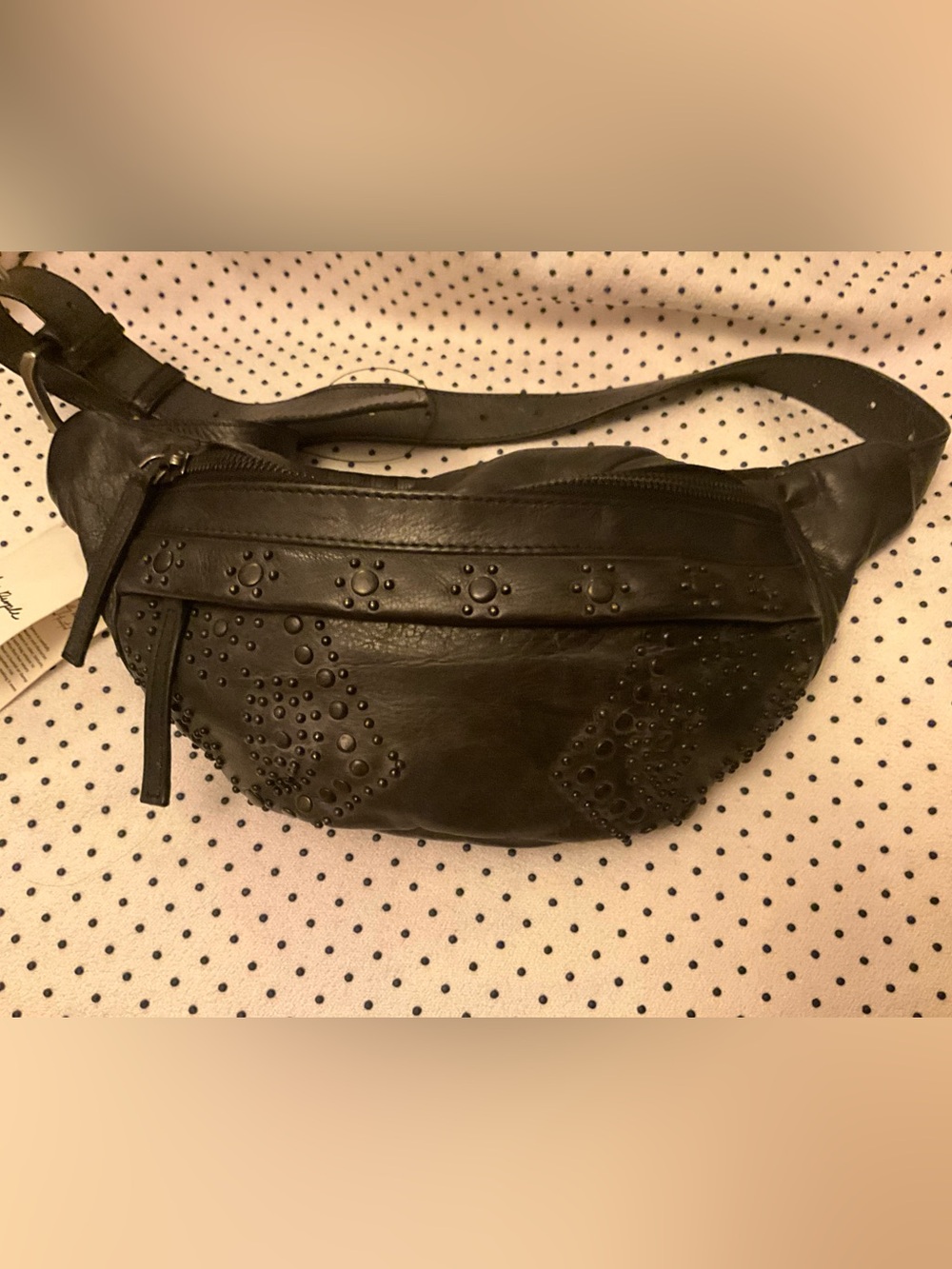 Free People Black Studded Leather Crossbody Belt Bag - Sleek Waist Purse